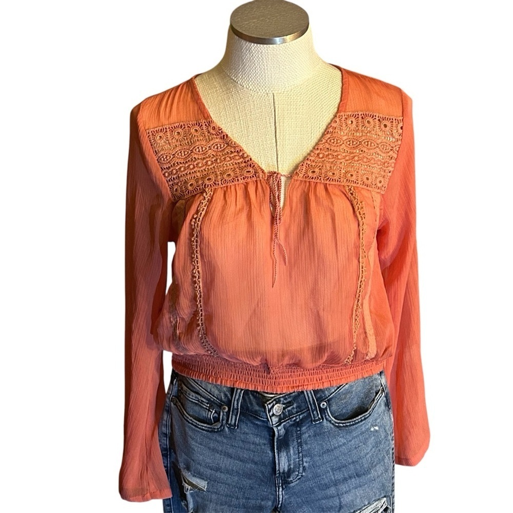 American Rag Women's Coral Embroidered Top